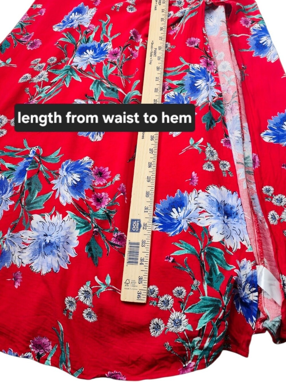 Band of Gypsies Off Shoulder Ruffle Sleeve Red Floral Maxi Dress & Blue Blooms - Picture 11 of 16
